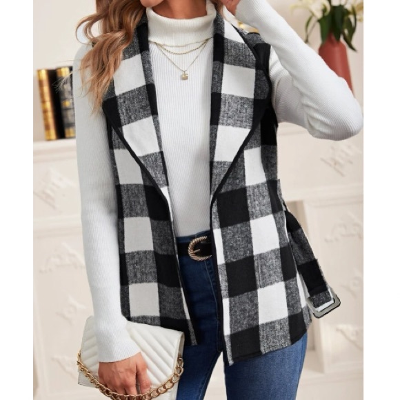 Sloane Belted Plaid Vest